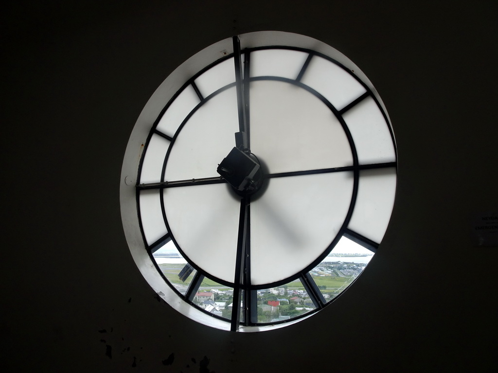 Clock in the tower of the Hallgrímskirkja church