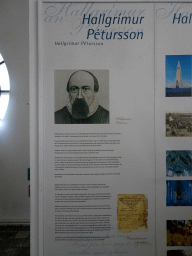 Information on Hallgrímur Pétursson, in the tower of the Hallgrímskirkja church