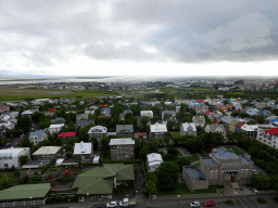 The southwest side of the city with the Einar Jónsson Museum, Reykjavík Airport and the Vatnsmýrin Nature Reserve, viewed from the tower of the Hallgrímskirkja church