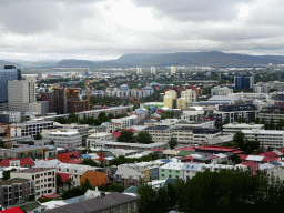 The northeast side of the city with the Höfðatorg business center and Mount Esja, viewed from the tower of the Hallgrímskirkja church