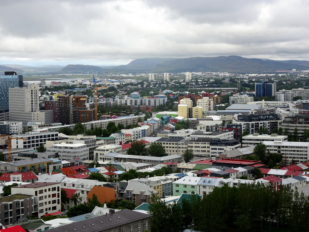The northeast side of the city with the Höfðatorg business center and Mount Esja, viewed from the tower of the Hallgrímskirkja church
