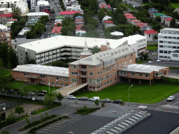 The Hostel B47 building, viewed from the tower of the Hallgrímskirkja church
