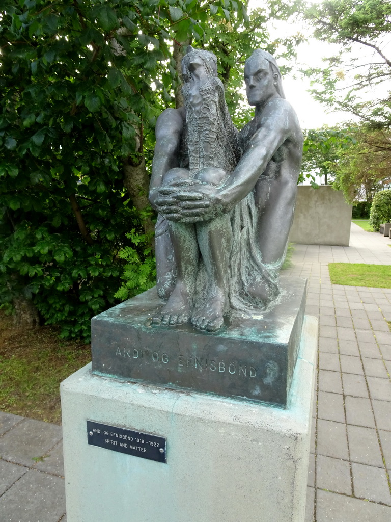 Sculpture `Spirit and Matter` at the Einar Jónsson Sculpture Garden, with explanation