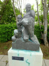 Sculpture `The Wrestlers` at the Einar Jónsson Sculpture Garden, with explanation