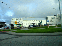 Front of the Saga Museum, viewed from the rental car on the Mýrargata street
