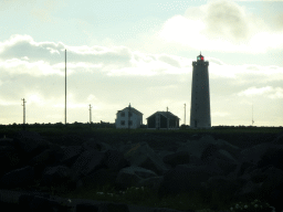 The Grótta Island with the Grótta Island Lighthouse, viewed from the parking lot at the west end of the Norðurströnd street