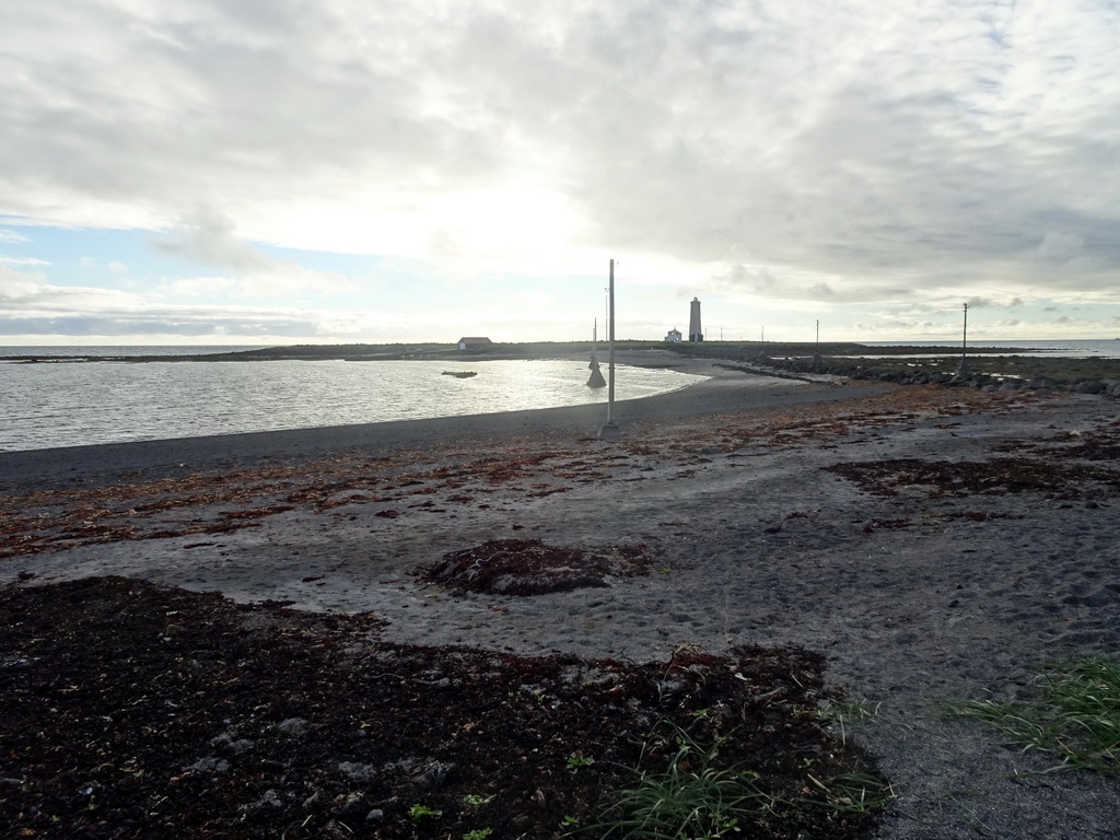 Beach at the southern shore of Grótta Island with the Grótta Island Lighthouse