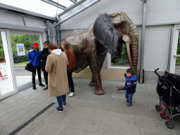 Max with a statue of an Elephant at the Main Building of the Húsdýragarðurinn zoo