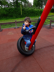 Max on the playground at the Fjölskyldugarðurinn park