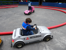 Max in a bumper car at the Fjölskyldugarðurinn park