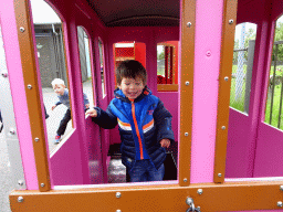 Max in the train at the Húsdýragarðurinn zoo