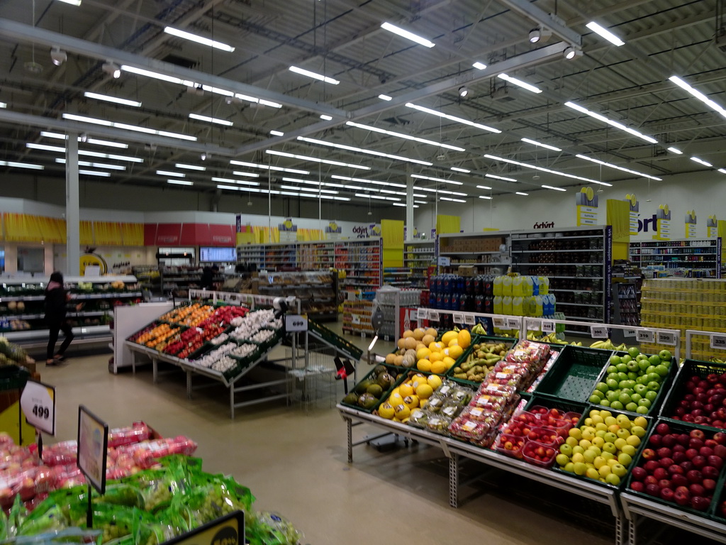 Interior of the Krónan supermarket at the Fiskislóð street