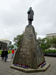 Back side of the statue of Jón Sigurðsson at Austurvöllur square