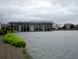 The north side of the Tjörnin lake with the City Hall, viewed from the Tjarnargata street