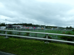 The Valsvöllur football fields, viewed from the rental car on the Hringbraut road