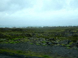 The town of Vogar, viewed from the rental car on the Reykjanesbraut road