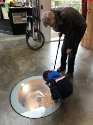 Max and his grandfather with a stuffed Badger at the Visitor Center Veluwezoom