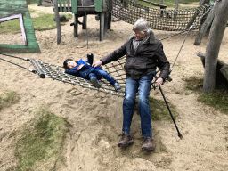 Max and his grandfather at the playground at the Visitor Center Veluwezoom