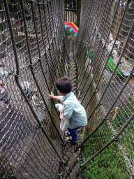 Max at a wire bridge at the Umkhosi playground at the Ouwehands Dierenpark zoo