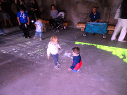 Max playing with light effects at the Gorilla Adventure at the Ouwehands Dierenpark zoo