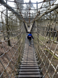 Max on a wire bridge at the Berenbos Expedition at the Ouwehands Dierenpark zoo