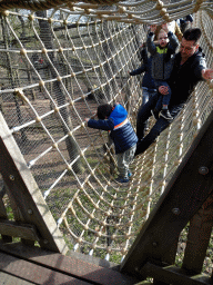 Max on a wire bridge at the Berenbos Expedition at the Ouwehands Dierenpark zoo