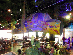 Airplane hanging on the ceiling of the Jungle Restaurant at the Ouwehands Dierenpark zoo