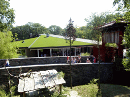 The Jungle Restaurant at the Ouwehands Dierenpark zoo, viewed from the walkway around the residence of the Giant Panda `Wu Wen` at Pandasia