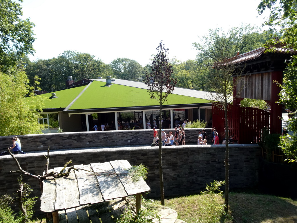The Jungle Restaurant at the Ouwehands Dierenpark zoo, viewed from the walkway around the residence of the Giant Panda `Wu Wen` at Pandasia