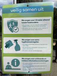 Sign about the COVID-19 rules at the Ouwehands Dierenpark zoo