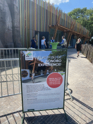 Sign in front of the Bonobo Experience at the Ouwehands Dierenpark zoo, under construction