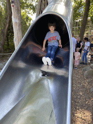 Max on the slide at the playground just outside the RavotAapia building at the Ouwehands Dierenpark zoo