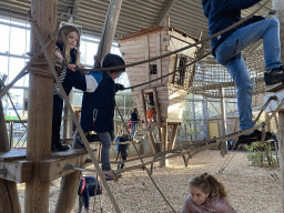 Max on a rope bridge at the RavotAapia building at the Ouwehands Dierenpark zoo