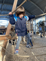 Max on a rope bridge at the RavotAapia building at the Ouwehands Dierenpark zoo
