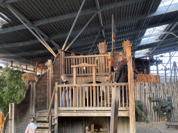 Max with the wheel on top of the shipwreck at the RavotAapia building at the Ouwehands Dierenpark zoo