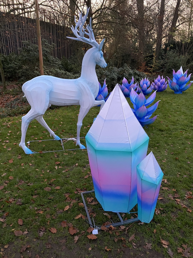 China Light statue of a Deer at the Ouwehands Dierenpark zoo