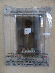 Fragment of a stone from the grave of the Apostle Peter, at the Saint Christopher Cathedral