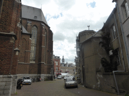 The Grotekerkstraat street with the south side of the Saint Christopher Cathedral, and a view on the Markt square with the City Hall