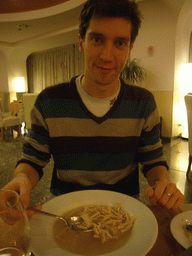 Tim having dinner in our hotel `Hotel Eurostars Roma Congress`