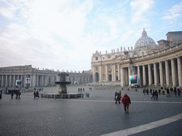 Saint Peter`s Square (Piazza San Pietro) with St. Peter`s Basilica (Basilica di San Pietro in Vaticano) and the North fountain
