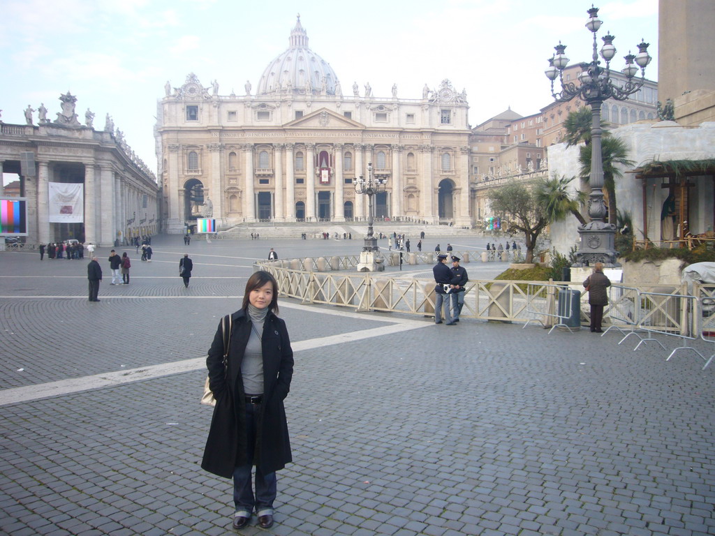 Miaomiao at Saint Peter`s Square, with St. Peter`s Basilica