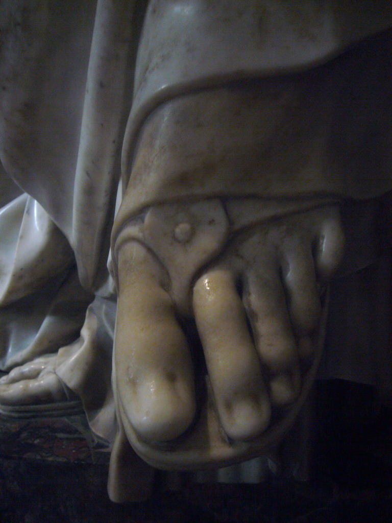 Foot of a statue, inside St. Peter`s Basilica