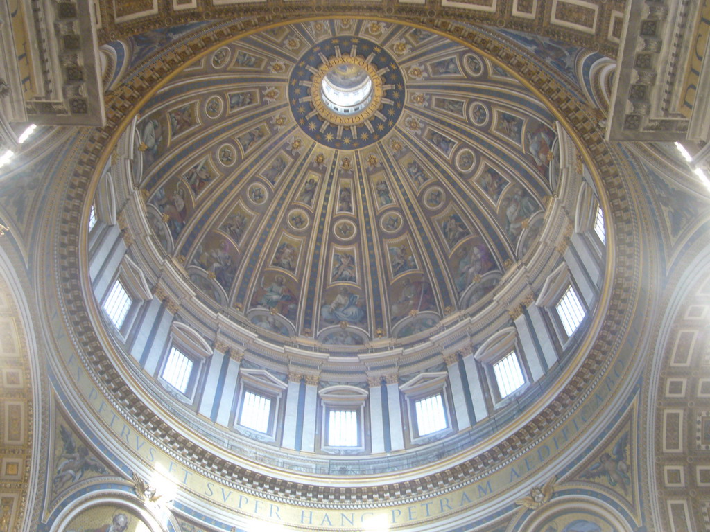 The Dome of St. Peter`s Basilica, from below