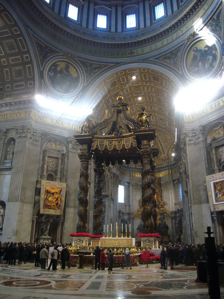 The Papal Altar and Baldacchino in the crossing of St. Peter`s Basilica