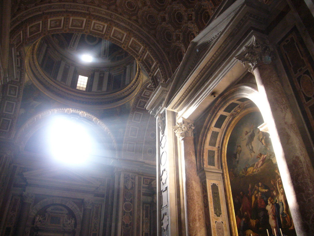 The Altar of the Transfiguration and the Clementine Chapel, inside St. Peter`s Basilica