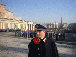 Guard and orchestra at Saint Peter`s Square, right before the Christmas celebrations