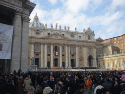 Saint Peter`s Square and the facade of St. Peter`s Basilica, right after the Christmas celebrations