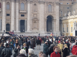 Saint Peter`s Square and the facade of St. Peter`s Basilica, right after the Christmas celebrations
