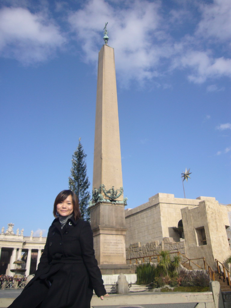 Miaomiao at the Vatican Obelisk at Saint Peter`s Square, right after the Christmas celebrations