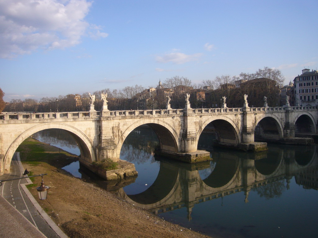 The Ponte Sant`Angelo bridge over the Tiber river